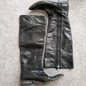 Just Cavalli Black Leather Knee-High Boots